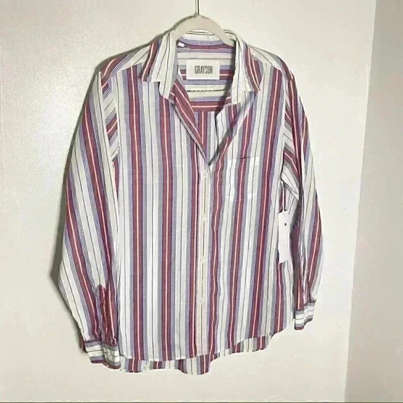 NWT Anthropologie Grayson The Hero Button Up Blouse in Jasmine Stripe Pattern - Picture 3 of 7